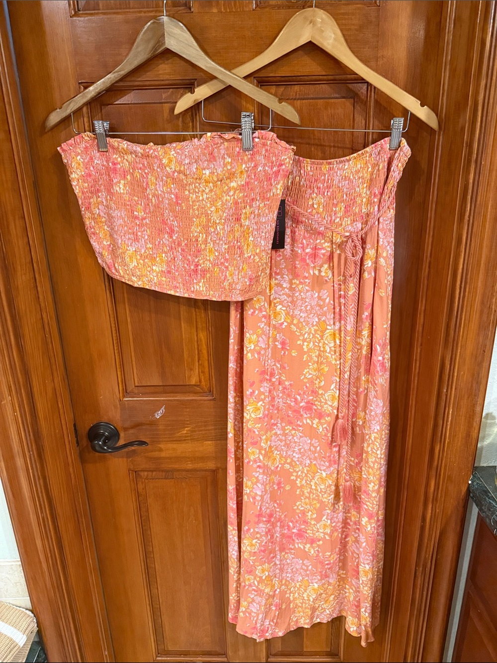 No Boundaries Coral Floral Maxi Dress Two-Piece Set